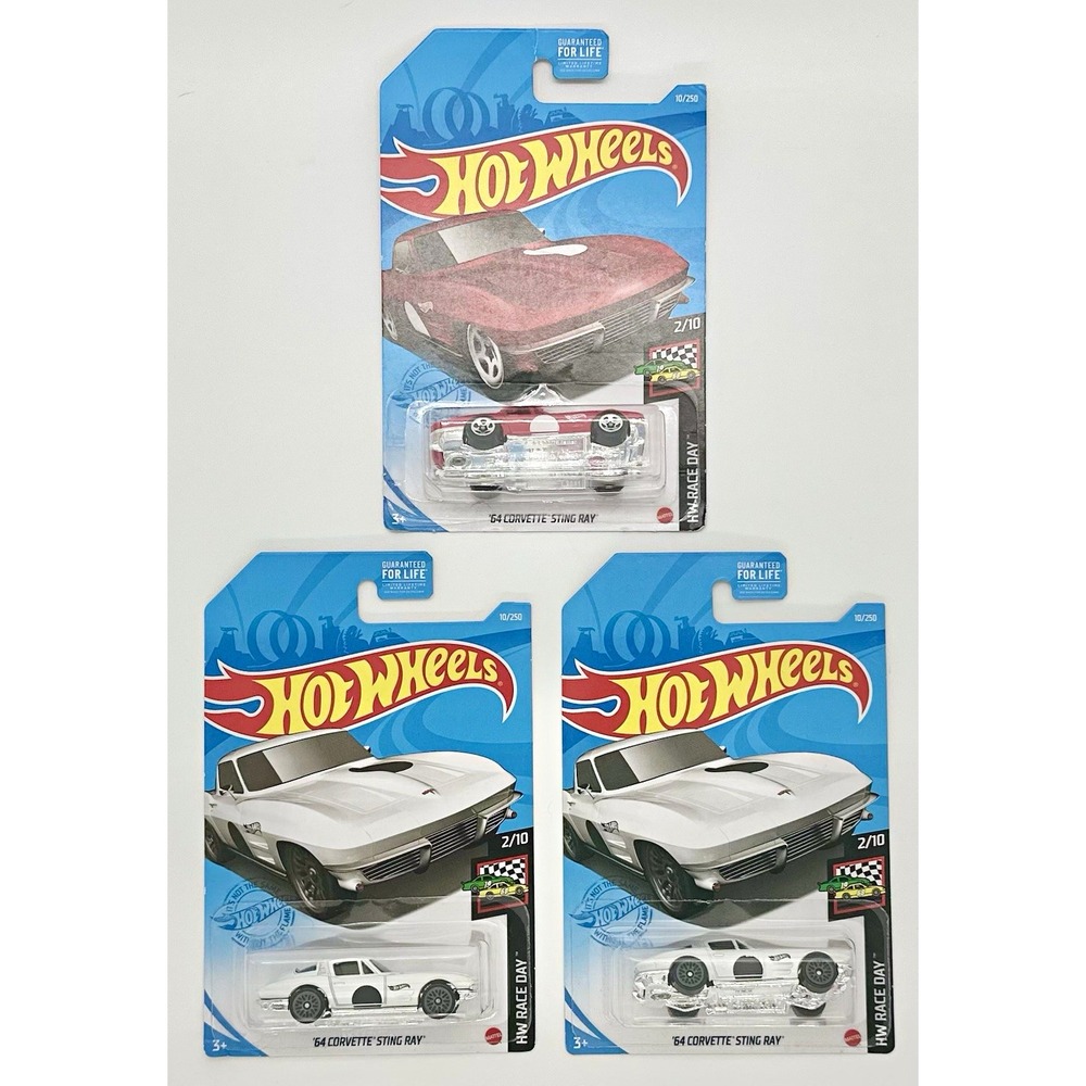 Hot Wheels '64 Corvette Sting Ray Lot of 3 Red White HW Race Day 1:64 Sealed